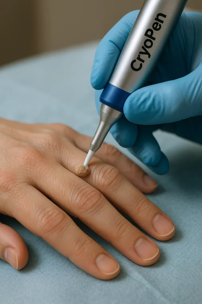 example of cryopen wart removal Windlesham treatment on a persons finger