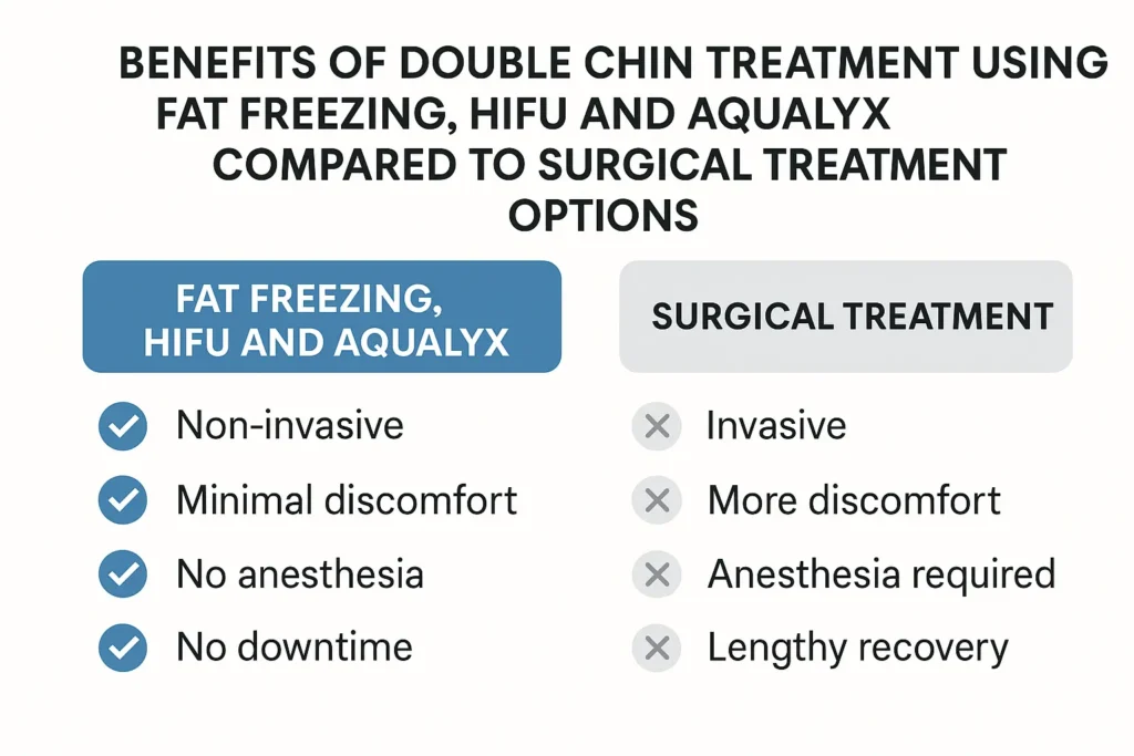 Graphic about the benefits of double chin treatment Windlesham - from LA LIPO