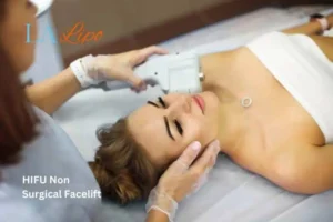 Woman having Hi-Fu to reduce wrinkles Windlesham.