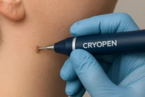 Person receiving skin tag removal Windlesham